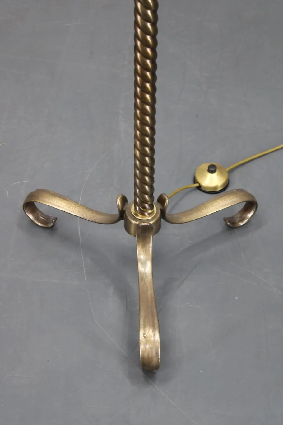 Pamono Brass Floor Lamp with Glass Shade, 1940s