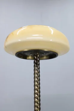 Pamono Brass Floor Lamp with Glass Shade, 1940s