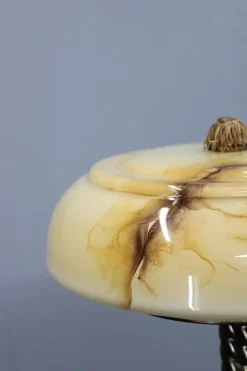 Pamono Brass Floor Lamp with Glass Shade, 1940s