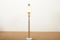 Hot Pamono Brass Floor Lamp with Marble Base and Glass Globe, Italy, 1950s-1960s