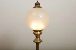 Hot Pamono Brass Floor Lamp with Marble Base and Glass Globe, Italy, 1950s-1960s