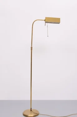 Discount Pamono Brass Library Adjustable Floor Lamp, Germany, 1970s