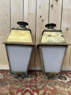 Clearance Pamono Brass Outdoor Lanterns, Set of 2