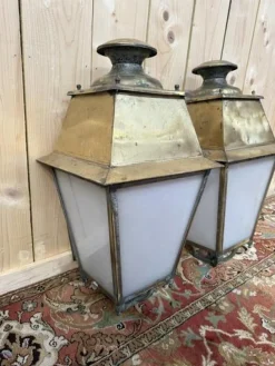 Clearance Pamono Brass Outdoor Lanterns, Set of 2