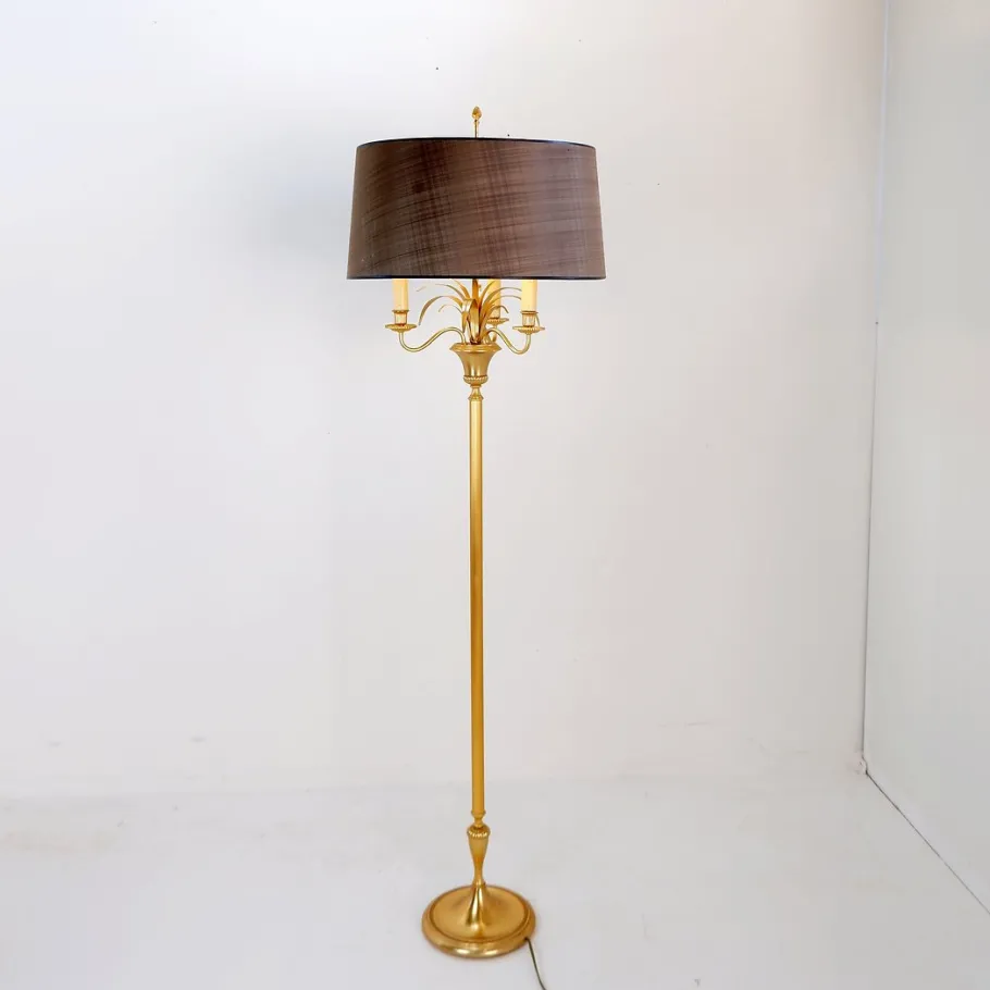 Pamono Brass Pineapple Floor Lamp from Maison Charles, 1970