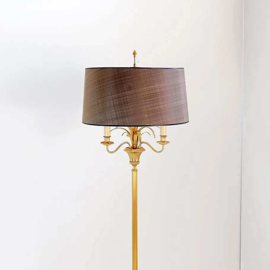 Pamono Brass Pineapple Floor Lamp from Maison Charles, 1970