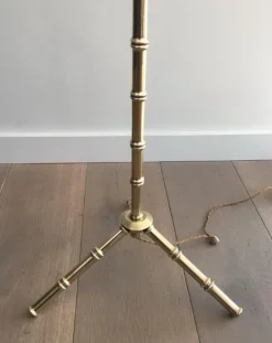 Outlet Pamono Bronze and Brass False-Bamboo Parquet Floor Lamp from Jacques Adnet