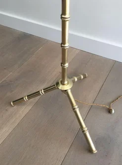 Outlet Pamono Bronze and Brass False-Bamboo Parquet Floor Lamp from Jacques Adnet