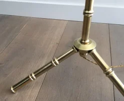 Outlet Pamono Bronze and Brass False-Bamboo Parquet Floor Lamp from Jacques Adnet