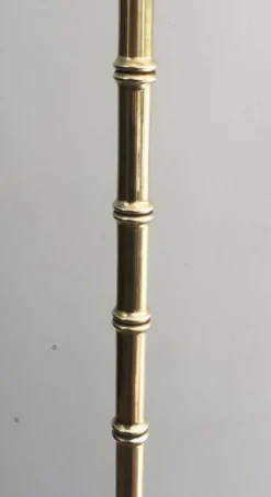Outlet Pamono Bronze and Brass False-Bamboo Parquet Floor Lamp from Jacques Adnet
