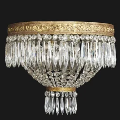 Best Pamono Bronze and Crystal Ceiling Lamp, 1960s