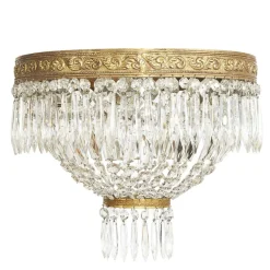 Best Pamono Bronze and Crystal Ceiling Lamp, 1960s