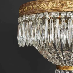 Best Pamono Bronze and Crystal Ceiling Lamp, 1960s