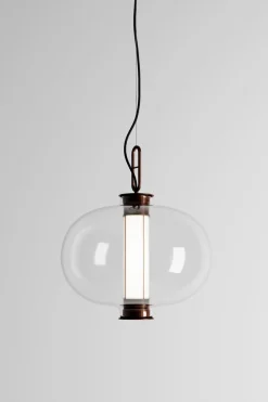Clearance Pamono Bronze and Transparent Glass Bai T Ba Ba Pendant Lamp by Parachilna