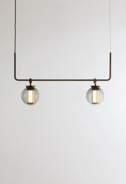 Clearance Pamono Bronze and Transparent Glass Bai T Ba Ba Pendant Lamp by Parachilna