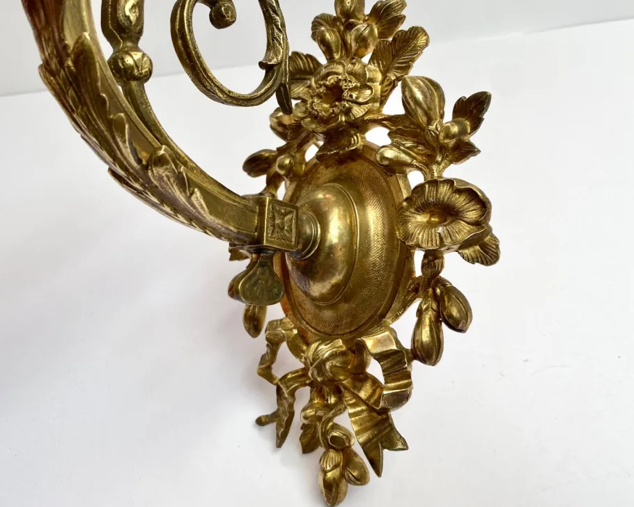 Best Pamono Bronze Sconce with White Glass Lampshade, France, 1930s