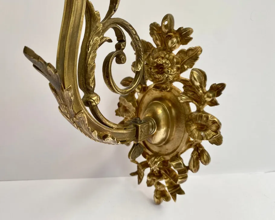 Best Pamono Bronze Sconce with White Glass Lampshade, France, 1930s
