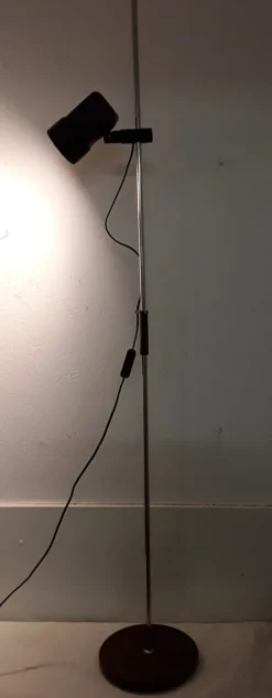 Hot Pamono Brown, Black & Chrome Metal Adjustable Floor Lamp, 1980s