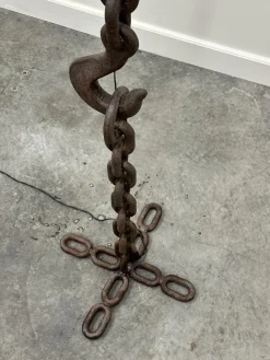 Discount Pamono Brutalist Cast Iron & Marine Chain Links Floor Lamp, France, 1960s