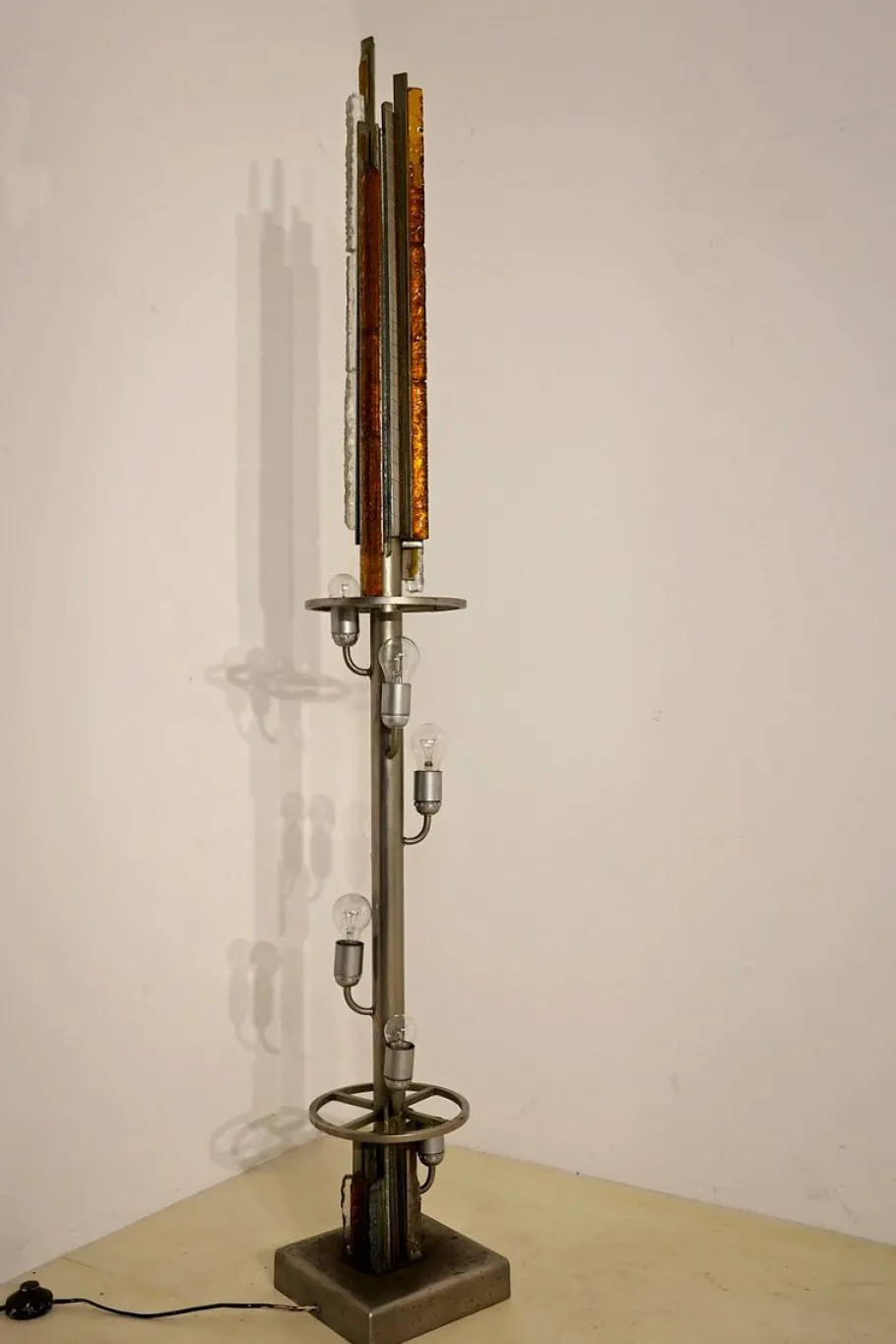 Outlet Pamono Brutalist Floor Lamp by Albano Poli, 1970s