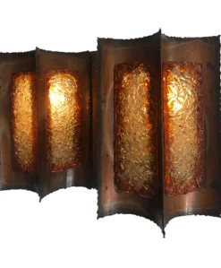 Clearance Pamono Brutalist Hanging Lantern in Copper and Cackle Glass by Accolay of France, 1969