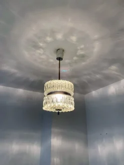 Clearance Pamono Brutalist Ice Glass Pendant Light from Kaiser-Leuchten, Germany, 1970s