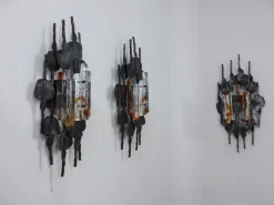 Best Pamono Brutalist Murano Glass Strips Sconces, Italy, 1970s, Set of 3