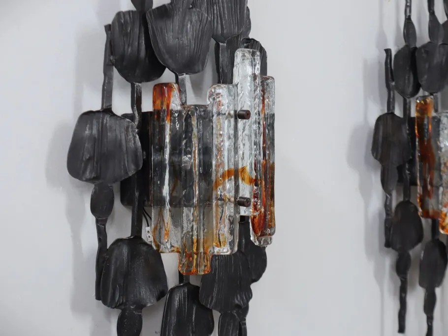 Best Pamono Brutalist Murano Glass Strips Sconces, Italy, 1970s, Set of 3