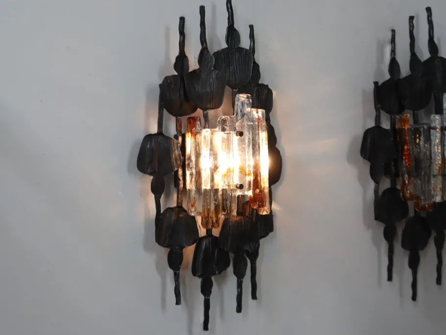 Best Pamono Brutalist Murano Glass Strips Sconces, Italy, 1970s, Set of 3