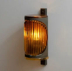 Best Pamono Brutalist Swedish Copper and Amber Art Glass Outdoor Wall Lamp from Ateljé Lyktan, 1960s