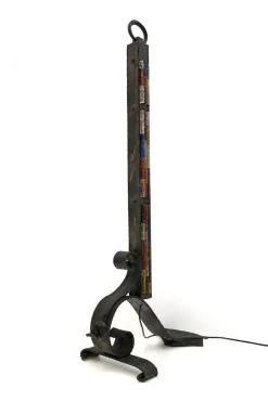 Pamono Brutalist Wrought Iron and Colored Raw Glass Floor Lamp from Poliarte, Italy, 1960s