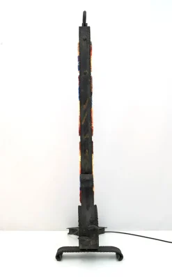 Pamono Brutalist Wrought Iron and Colored Raw Glass Floor Lamp from Poliarte, Italy, 1960s