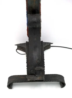 Pamono Brutalist Wrought Iron and Colored Raw Glass Floor Lamp from Poliarte, Italy, 1960s