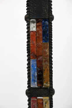 Pamono Brutalist Wrought Iron and Colored Raw Glass Floor Lamp from Poliarte, Italy, 1960s