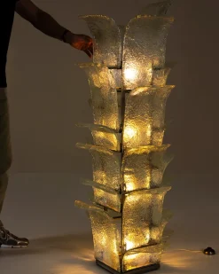 Outlet Pamono Cactus Lamp in Clear Blue Glass by Carlo Nason for Mazzega, 1970s