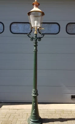 Clearance Pamono Cast Iron Lamp Post Rotterdammer with Round Copper Lantern