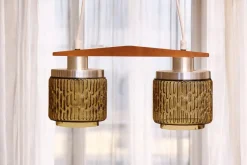 Clearance Pamono Ceiling Lamp with Amber Glass Shades, 1960s