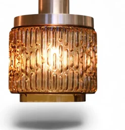 Clearance Pamono Ceiling Lamp with Amber Glass Shades, 1960s