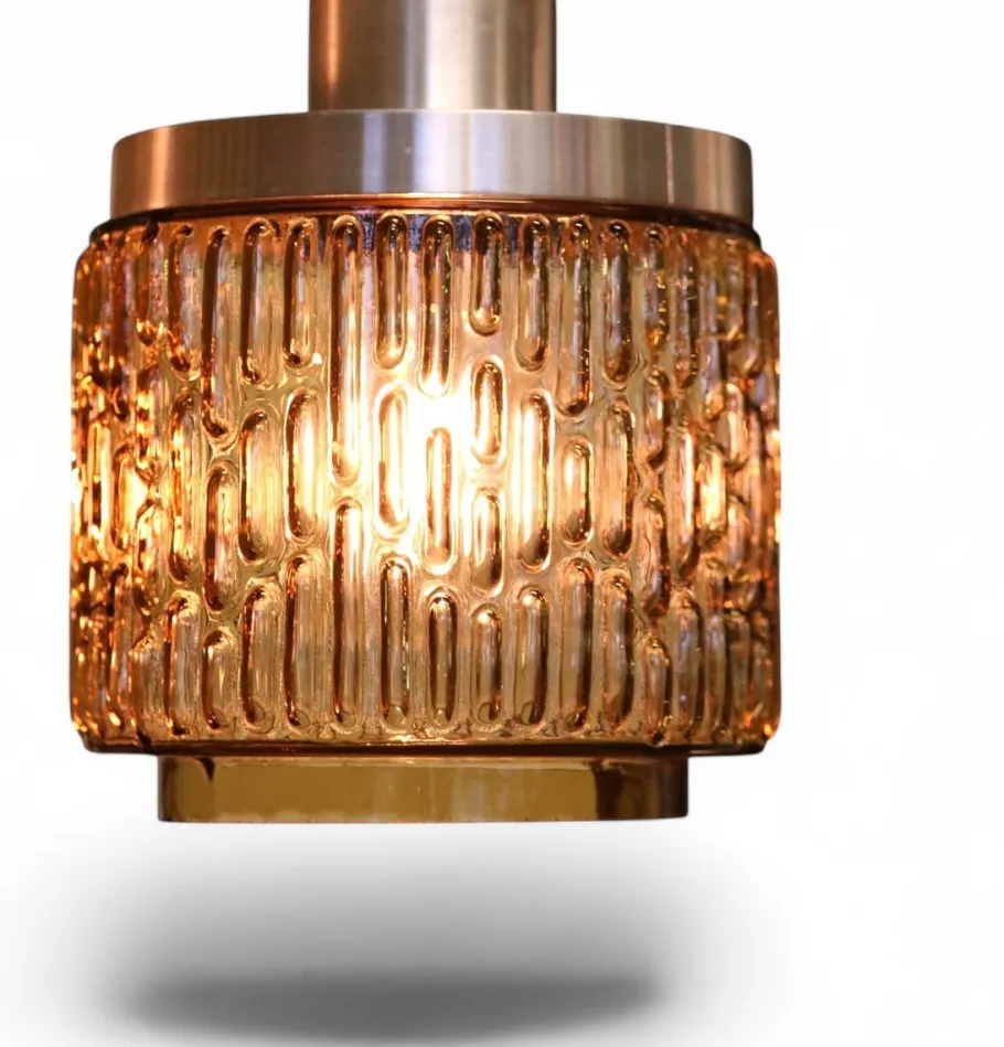 Clearance Pamono Ceiling Lamp with Amber Glass Shades, 1960s