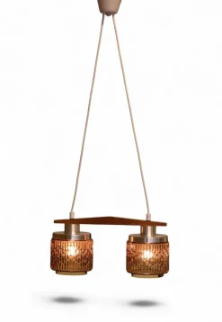 Clearance Pamono Ceiling Lamp with Amber Glass Shades, 1960s