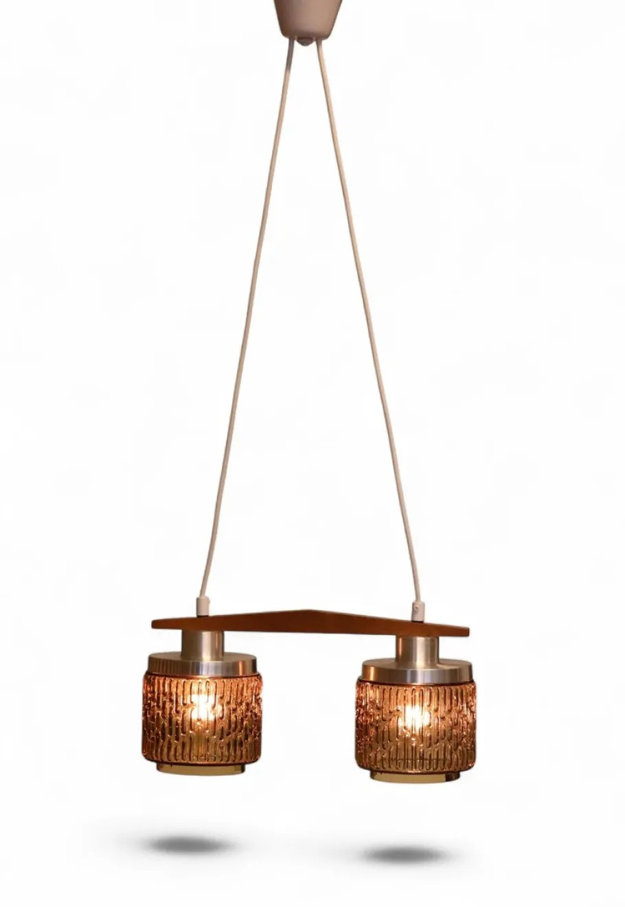 Clearance Pamono Ceiling Lamp with Amber Glass Shades, 1960s