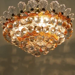 Best Pamono Ceiling Lamp with Glass Leaves and Spheres, 1970s