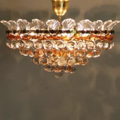Best Pamono Ceiling Lamp with Glass Leaves and Spheres, 1970s