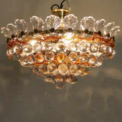Best Pamono Ceiling Lamp with Glass Leaves and Spheres, 1970s