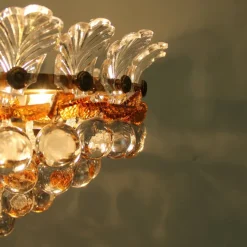 Best Pamono Ceiling Lamp with Glass Leaves and Spheres, 1970s