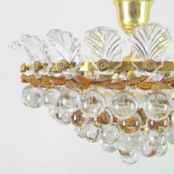 Best Pamono Ceiling Lamp with Glass Leaves and Spheres, 1970s