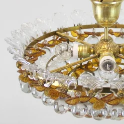 Best Pamono Ceiling Lamp with Glass Leaves and Spheres, 1970s