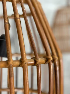 Clearance Pamono Ceiling Lamps in Wicker, 1950s, Set of 2