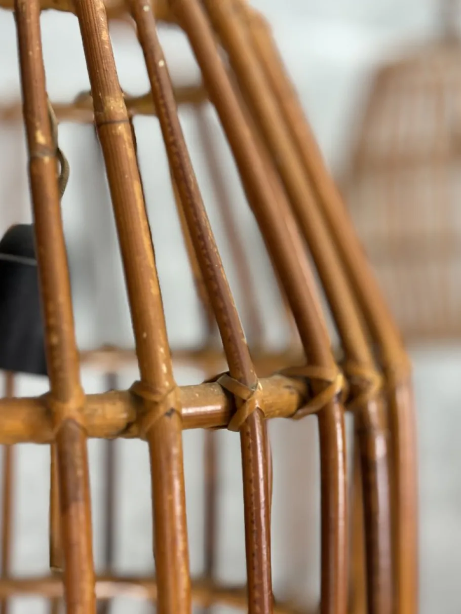 Clearance Pamono Ceiling Lamps in Wicker, 1950s, Set of 2