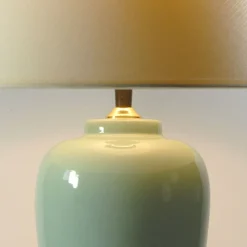 Best Pamono Celadon Ceramic Table Lamp from Velsen Keramiek, 1980s